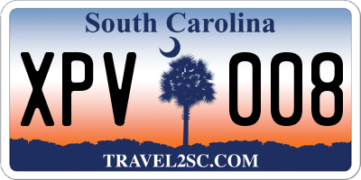 SC license plate XPV008
