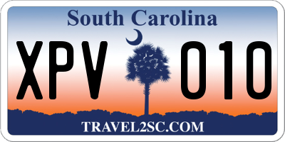 SC license plate XPV010