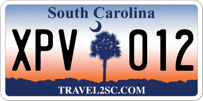SC license plate XPV012