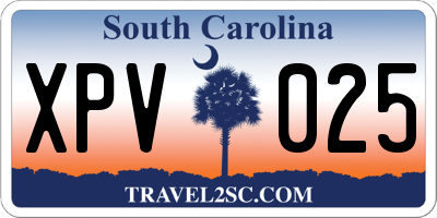 SC license plate XPV025