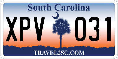 SC license plate XPV031