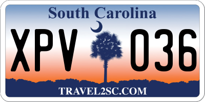 SC license plate XPV036