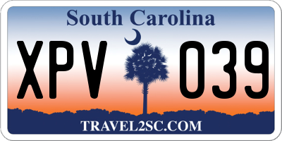SC license plate XPV039