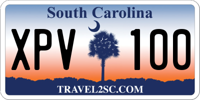 SC license plate XPV100