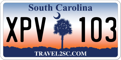 SC license plate XPV103