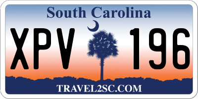 SC license plate XPV196