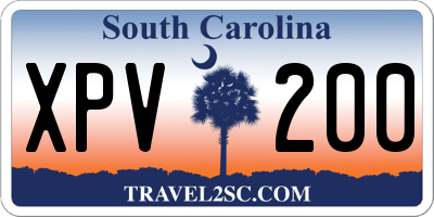 SC license plate XPV200