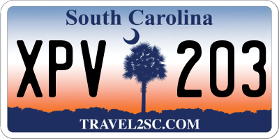 SC license plate XPV203