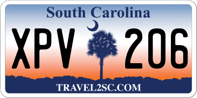 SC license plate XPV206