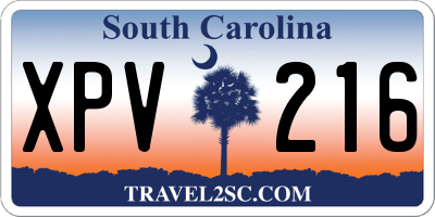 SC license plate XPV216