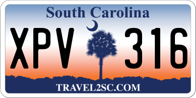 SC license plate XPV316