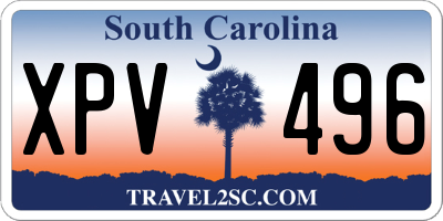 SC license plate XPV496