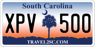 SC license plate XPV500