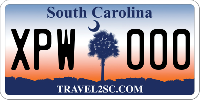 SC license plate XPW000