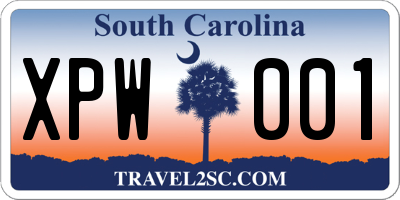 SC license plate XPW001