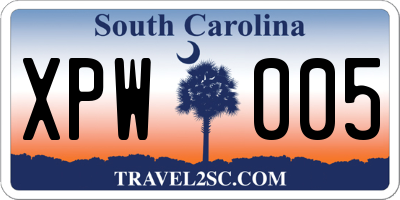 SC license plate XPW005