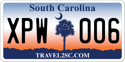 SC license plate XPW006