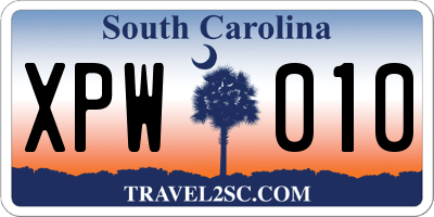 SC license plate XPW010