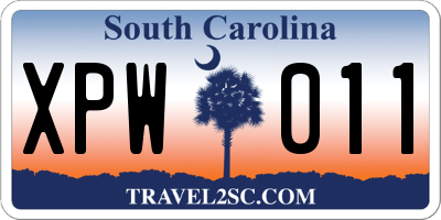 SC license plate XPW011