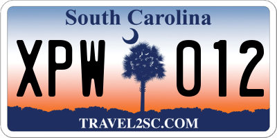 SC license plate XPW012