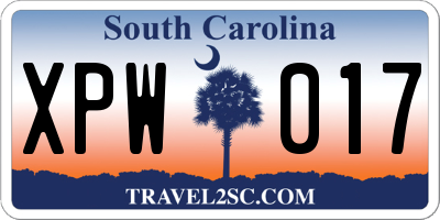 SC license plate XPW017