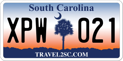 SC license plate XPW021