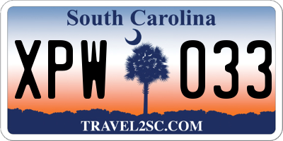 SC license plate XPW033