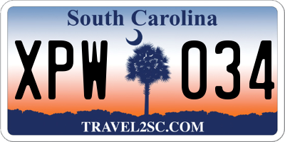SC license plate XPW034