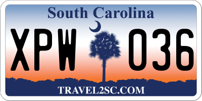 SC license plate XPW036