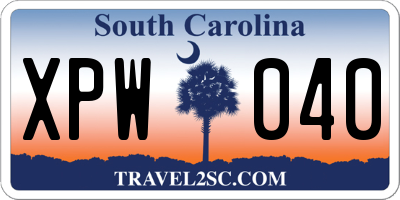 SC license plate XPW040