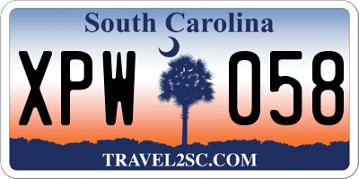 SC license plate XPW058