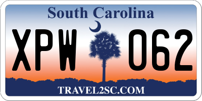 SC license plate XPW062