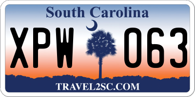 SC license plate XPW063