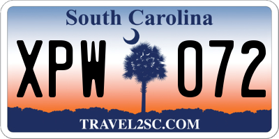 SC license plate XPW072