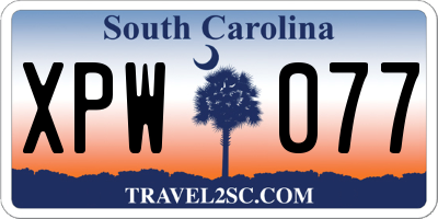 SC license plate XPW077
