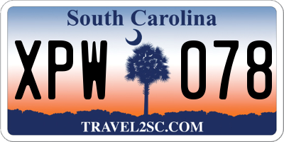 SC license plate XPW078