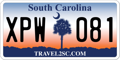 SC license plate XPW081