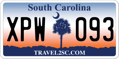 SC license plate XPW093