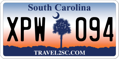SC license plate XPW094