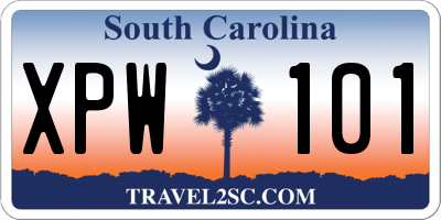 SC license plate XPW101
