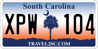 SC license plate XPW104