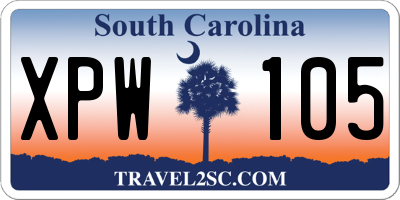 SC license plate XPW105