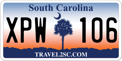 SC license plate XPW106