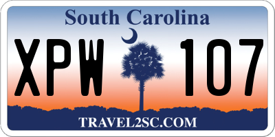 SC license plate XPW107