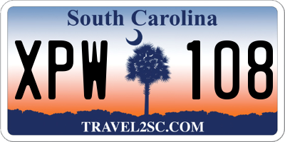 SC license plate XPW108