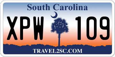 SC license plate XPW109