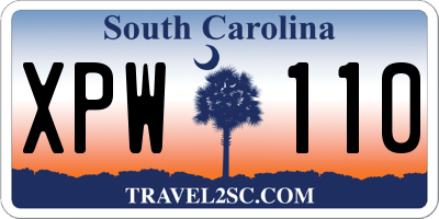 SC license plate XPW110