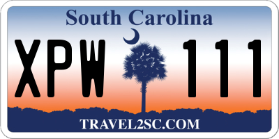 SC license plate XPW111