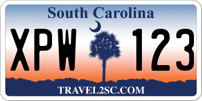 SC license plate XPW123
