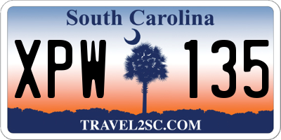SC license plate XPW135